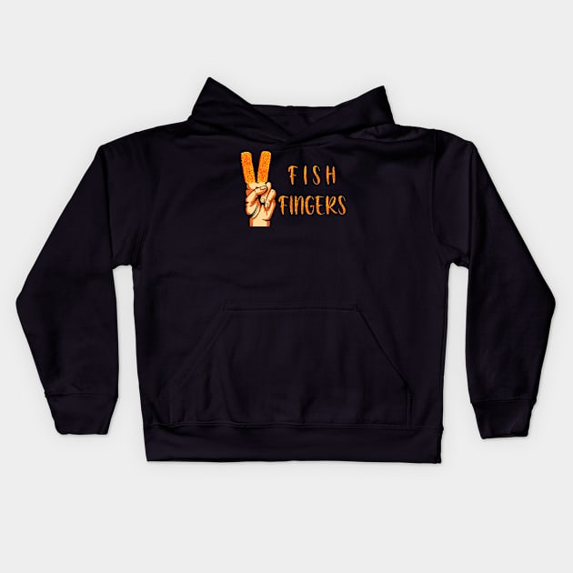 Fish Fingers funny graphic Kids Hoodie by Mint Forest